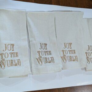 Pottery Barn Like New Joy to the World Christmas Cloth Napkins